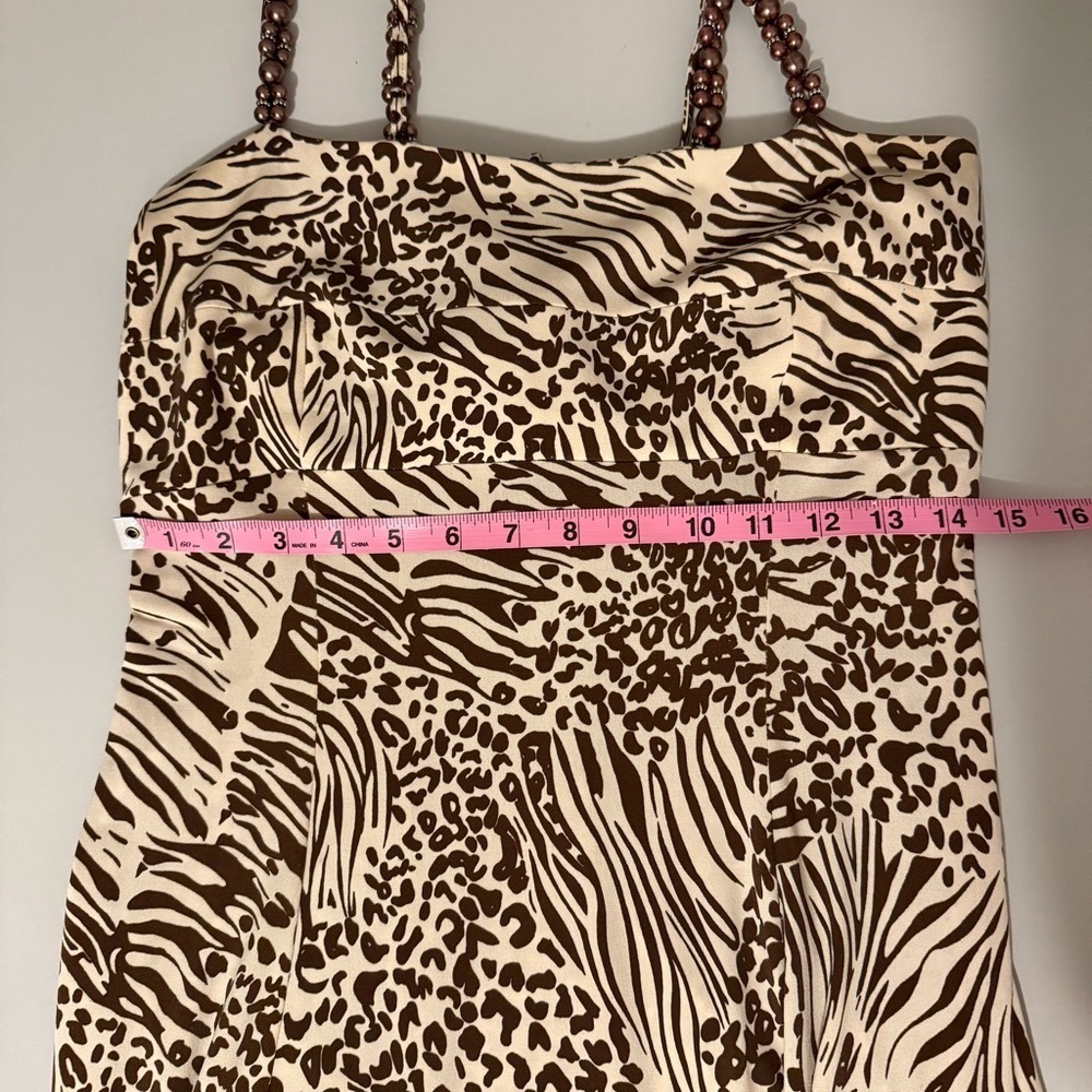 Maggy Boutique Y2K Animal Print Beaded Spaghetti Strap Midi Dress - Picture 7 of 9
